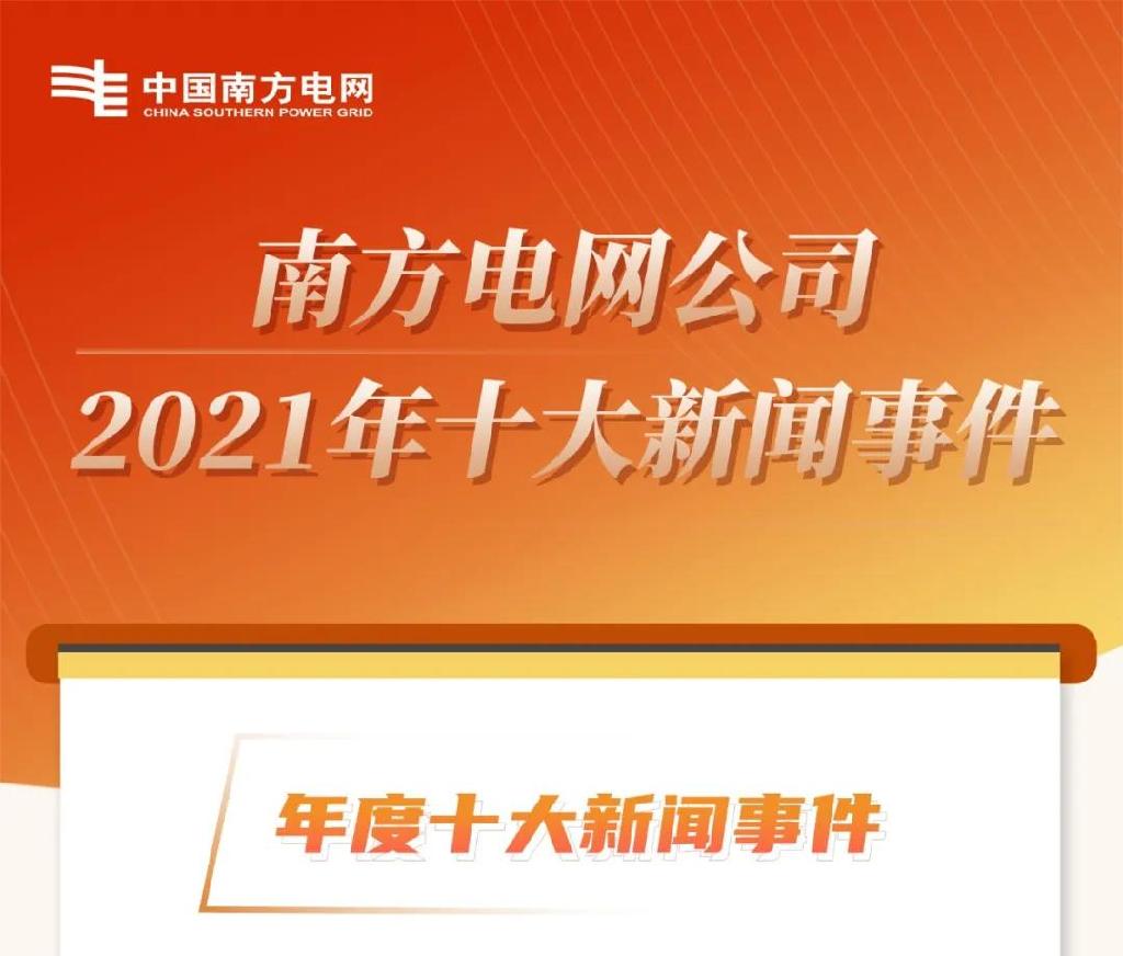 南方电网公司2021年十大新闻事件出炉