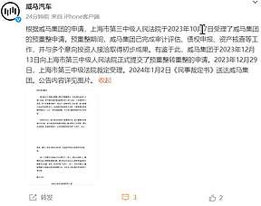 破产重整 威马汽车正式公告