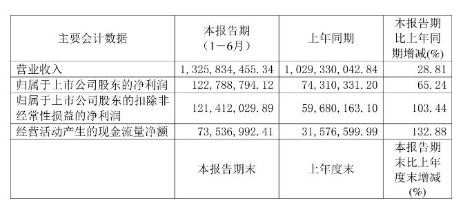 同力日升2024年半年报：净利润同比增长65.24%