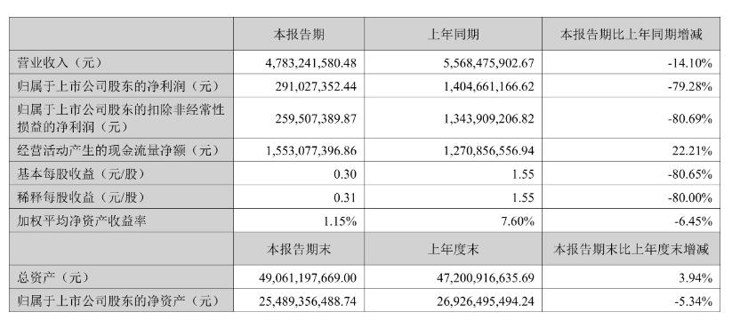 恩捷股份2024年上半年业绩：净利润同比大幅下跌79.28%