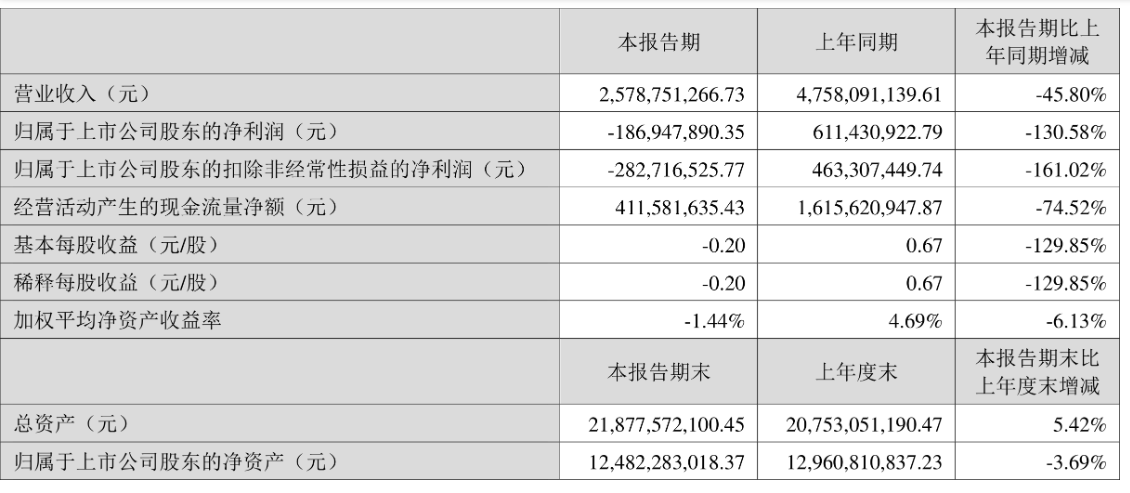 盛新锂能半年报：营业收入同期下降45.8%