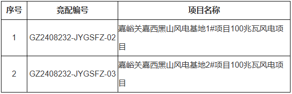 嘉峪关市“十四五”第三批风光电项目 建设指标200MW风电项目竞争性配置公告